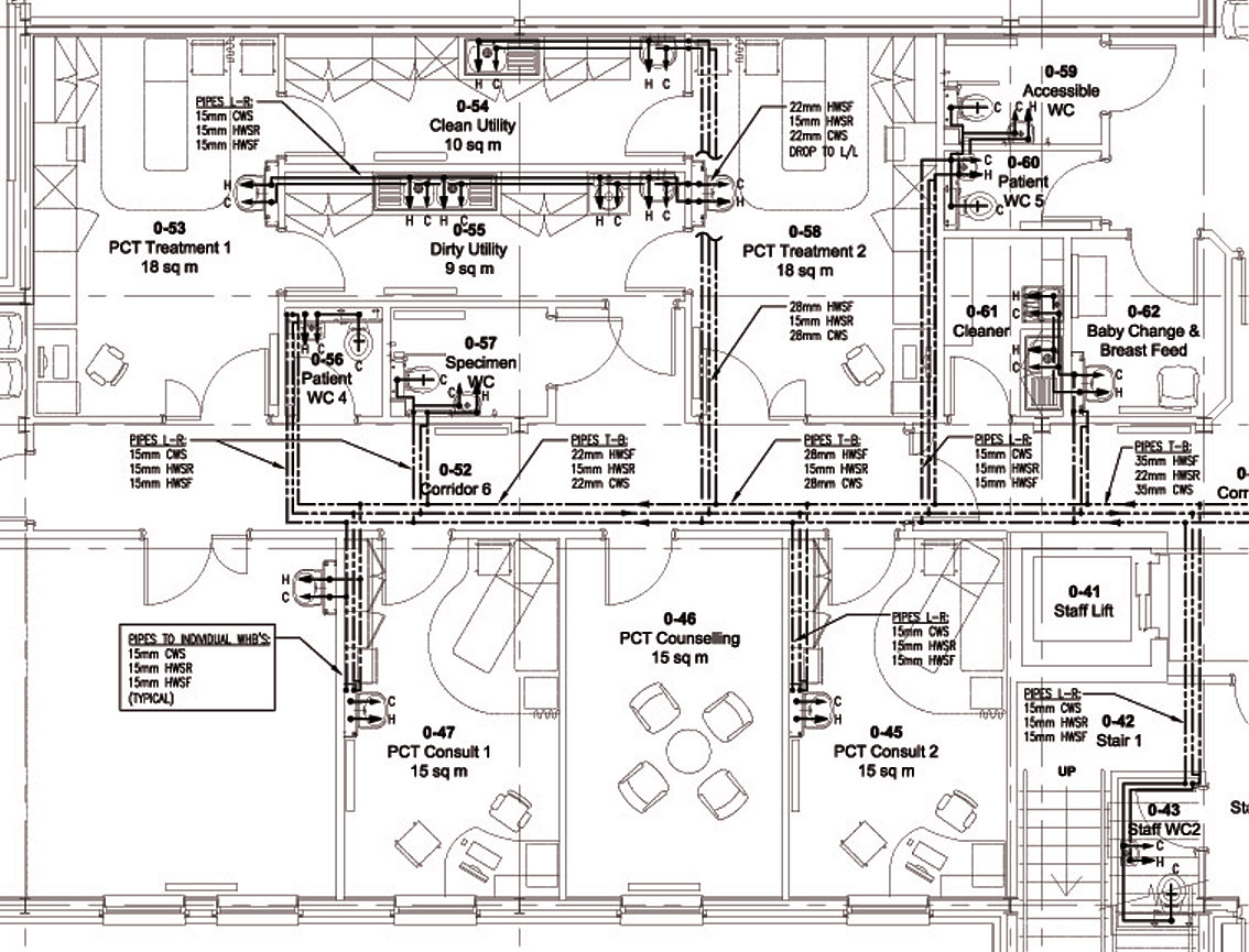 Hot & Cold Water Plumbing Drawing